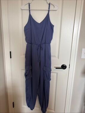 She + Sky Spaghetti-Strap Jumpsuit in Dusty Blue #USA
